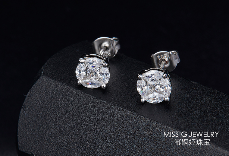 S925銀鑲鋯石耳環(huán)