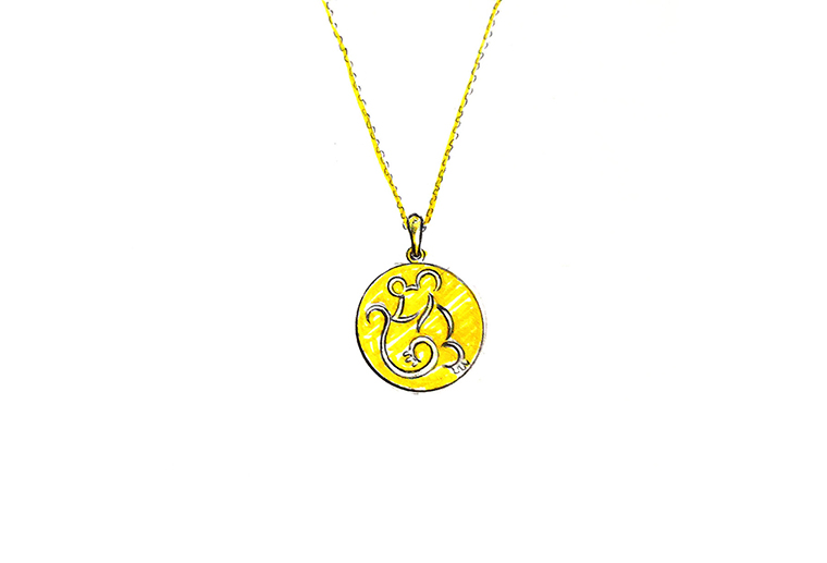 原創(chuàng)設計手繪可愛小老鼠作品925銀飾品吊墜項鏈加工定制MISSG珠寶首飾廠