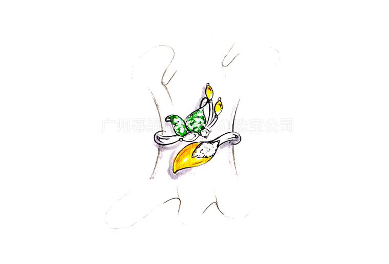 MISSG珠寶原創(chuàng)設(shè)計手繪稿作品花園系列蝴蝶戒指 手鐲S925銀飾品加工定制首飾廠 項鏈 項鏈 吊墜 胸針 耳環(huán) 工藝禮品